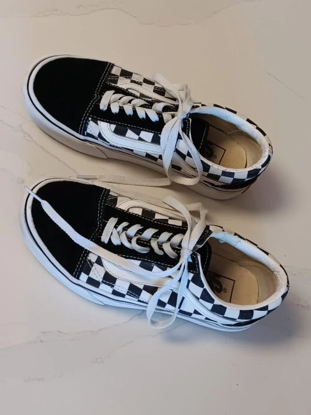 VANS Kids Black and White Checkerboard Canvas Sneakers Size 4.0